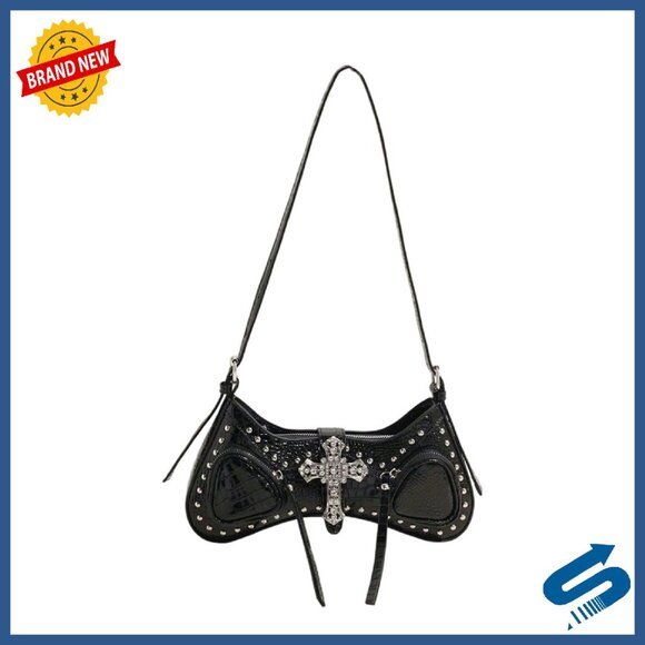 Handbags - Y2K Studded Crossbody Shoulder Bag PU Leather Punk Style